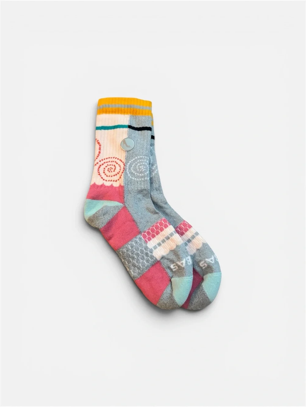 Bombas Princess Girls Colorblock Crew Socks - Yellow, Pink, Teal & Gray, Kids